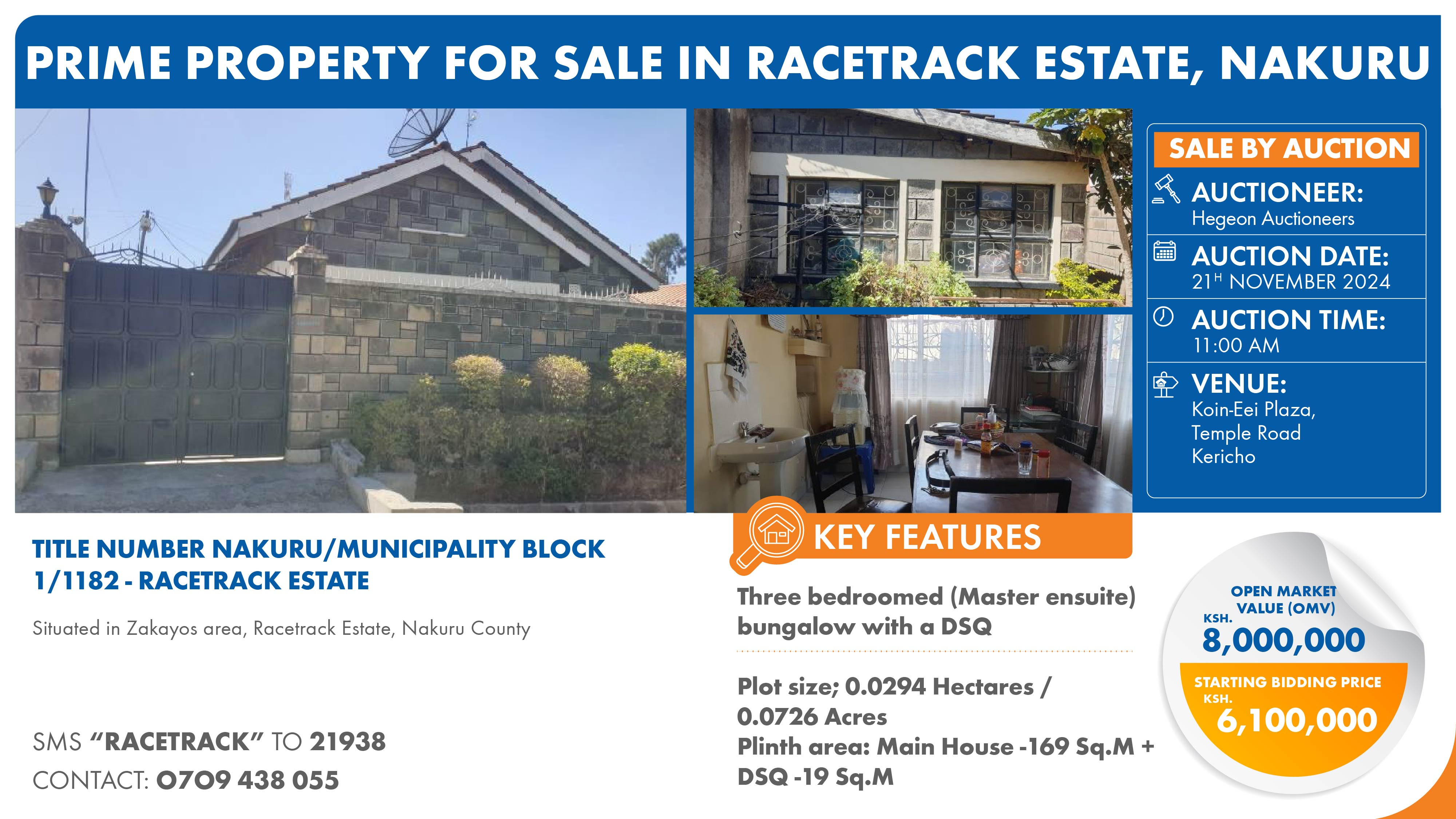 TITLE NO.NAKURU MUNICIPALITY BLOCK 1/1182, ZAKAYOS AREA ,RACECOURSE ESTATE