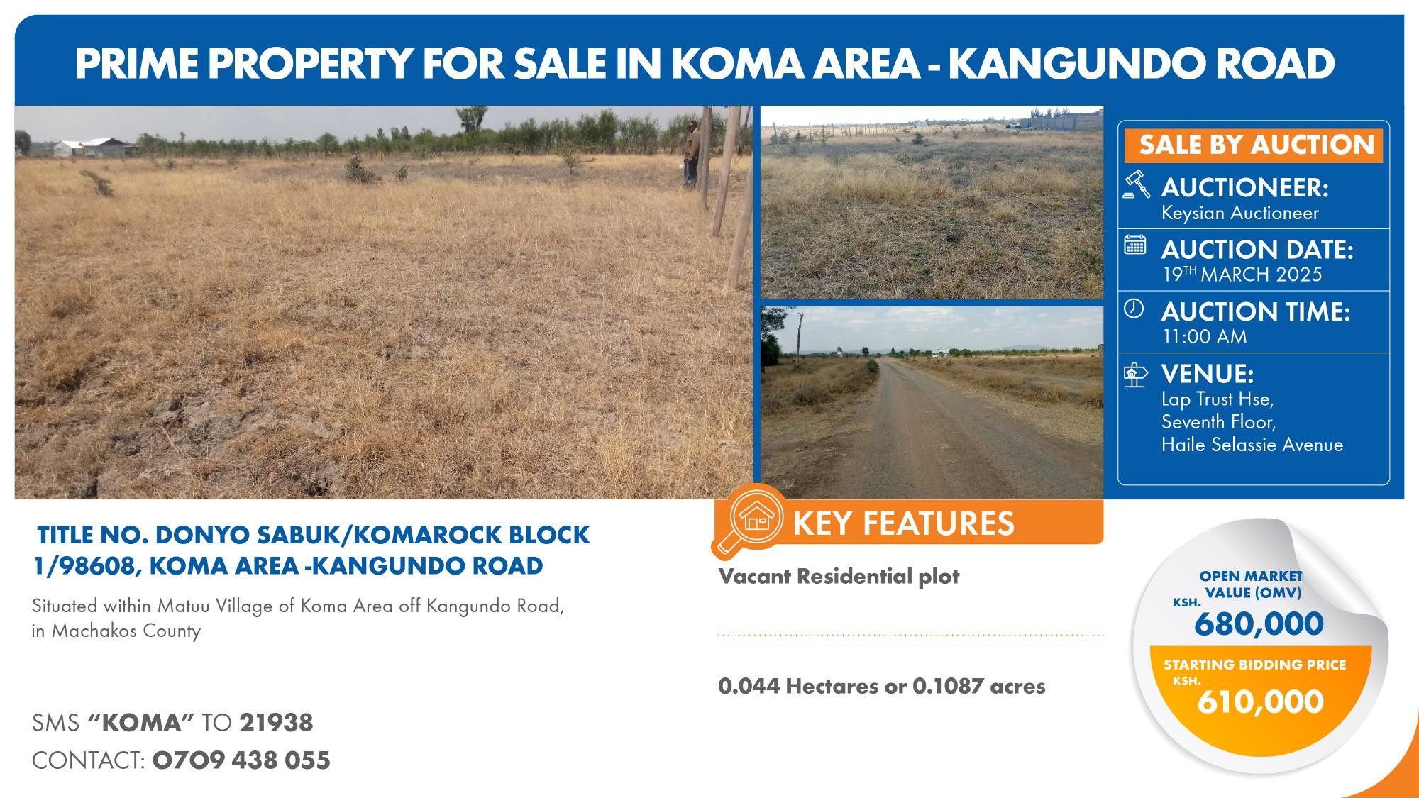TITLE NO. DONYO SABUK/KOMAROCK BLOCK 1/98608, KOMA AREA -KANGUNDO ROAD